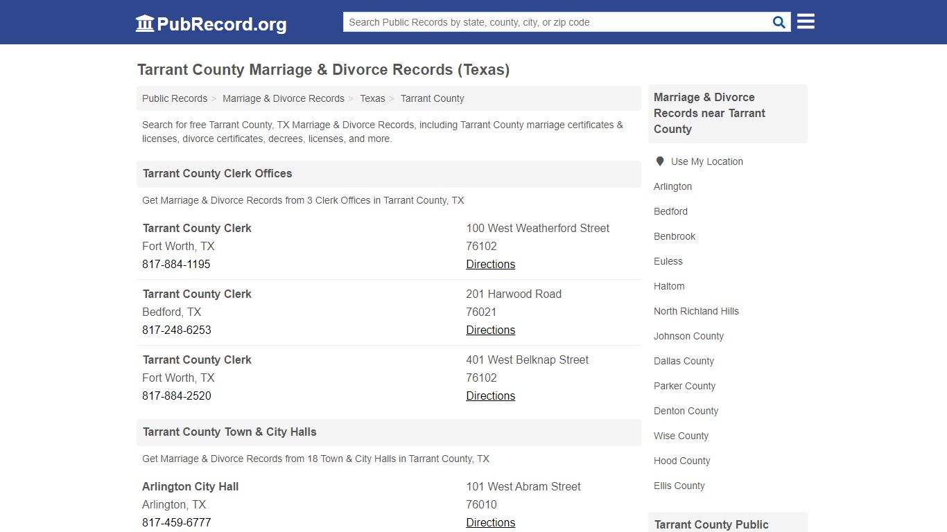 Free Tarrant County Marriage & Divorce Records (Texas ...